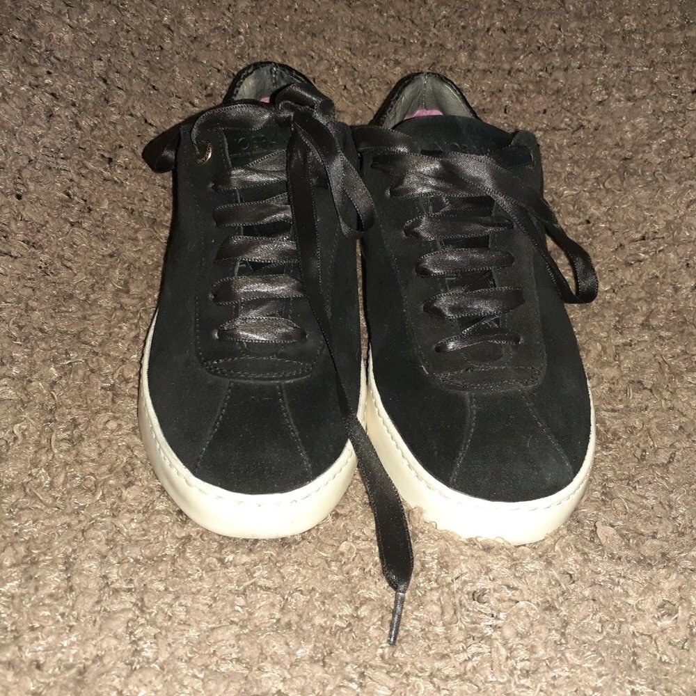 NOBRAND Portugal-Black Suede Platform Sneakers - Picture 3 of 7